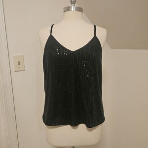 SHEIN Black Sequin Camisole Top NWOT
